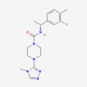 molecular formula C17H23FN6O B7090103 N-[(1R)-1-(3-fluoro-4-methylphenyl)ethyl]-4-(4-methyl-1,2,4-triazol-3-yl)piperazine-1-carboxamide 