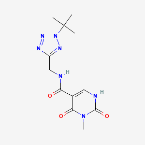 molecular formula C12H17N7O3 B7090131 N-[(2-tert-butyltetrazol-5-yl)methyl]-3-methyl-2,4-dioxo-1H-pyrimidine-5-carboxamide 