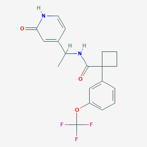 molecular formula C19H19F3N2O3 B7090135 N-[1-(2-oxo-1H-pyridin-4-yl)ethyl]-1-[3-(trifluoromethoxy)phenyl]cyclobutane-1-carboxamide 