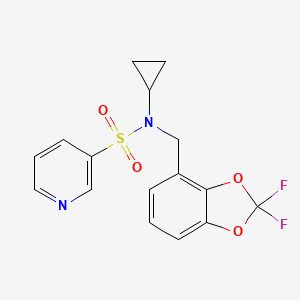 molecular formula C16H14F2N2O4S B7090164 N-cyclopropyl-N-[(2,2-difluoro-1,3-benzodioxol-4-yl)methyl]pyridine-3-sulfonamide 