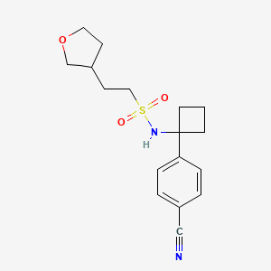 molecular formula C17H22N2O3S B7090232 N-[1-(4-cyanophenyl)cyclobutyl]-2-(oxolan-3-yl)ethanesulfonamide 