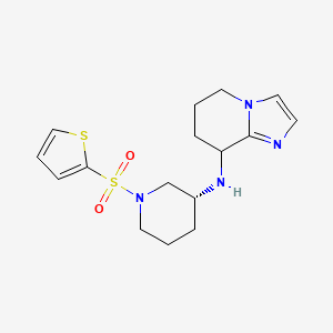 molecular formula C16H22N4O2S2 B7090240 N-[(3R)-1-thiophen-2-ylsulfonylpiperidin-3-yl]-5,6,7,8-tetrahydroimidazo[1,2-a]pyridin-8-amine 