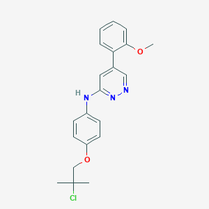 molecular formula C21H22ClN3O2 B7090472 N-[4-(2-chloro-2-methylpropoxy)phenyl]-5-(2-methoxyphenyl)pyridazin-3-amine 