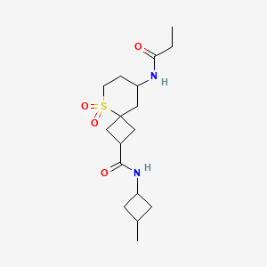 molecular formula C17H28N2O4S B7090592 N-(3-methylcyclobutyl)-5,5-dioxo-8-(propanoylamino)-5lambda6-thiaspiro[3.5]nonane-2-carboxamide 
