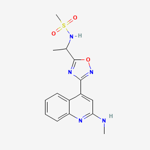 molecular formula C15H17N5O3S B7091268 N-[1-[3-[2-(methylamino)quinolin-4-yl]-1,2,4-oxadiazol-5-yl]ethyl]methanesulfonamide 