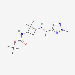 molecular formula C16H29N5O2 B7091418 tert-butyl N-[2,2-dimethyl-3-[1-(2-methyltriazol-4-yl)ethylamino]cyclobutyl]carbamate 