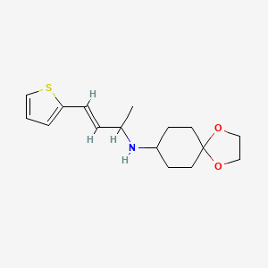 molecular formula C16H23NO2S B7091492 N-[(E)-4-thiophen-2-ylbut-3-en-2-yl]-1,4-dioxaspiro[4.5]decan-8-amine 