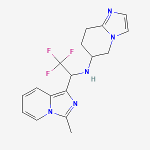 molecular formula C17H18F3N5 B7091517 N-[2,2,2-trifluoro-1-(3-methylimidazo[1,5-a]pyridin-1-yl)ethyl]-5,6,7,8-tetrahydroimidazo[1,2-a]pyridin-6-amine 