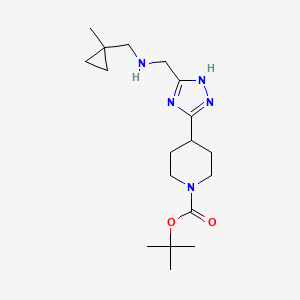molecular formula C18H31N5O2 B7091589 tert-butyl 4-[5-[[(1-methylcyclopropyl)methylamino]methyl]-1H-1,2,4-triazol-3-yl]piperidine-1-carboxylate 