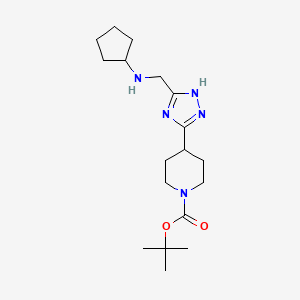 molecular formula C18H31N5O2 B7091600 tert-butyl 4-[5-[(cyclopentylamino)methyl]-1H-1,2,4-triazol-3-yl]piperidine-1-carboxylate 