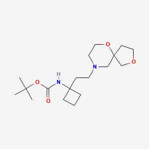 molecular formula C18H32N2O4 B7091608 tert-butyl N-[1-[2-(2,6-dioxa-9-azaspiro[4.5]decan-9-yl)ethyl]cyclobutyl]carbamate 