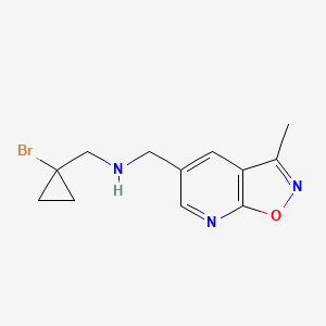 molecular formula C12H14BrN3O B7091615 N-[(1-bromocyclopropyl)methyl]-1-(3-methyl-[1,2]oxazolo[5,4-b]pyridin-5-yl)methanamine 