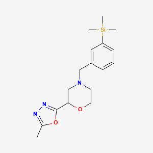 molecular formula C17H25N3O2Si B7091629 Trimethyl-[3-[[2-(5-methyl-1,3,4-oxadiazol-2-yl)morpholin-4-yl]methyl]phenyl]silane 