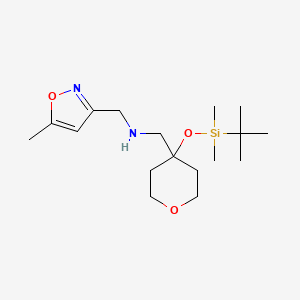 molecular formula C17H32N2O3Si B7091651 N-[[4-[tert-butyl(dimethyl)silyl]oxyoxan-4-yl]methyl]-1-(5-methyl-1,2-oxazol-3-yl)methanamine 