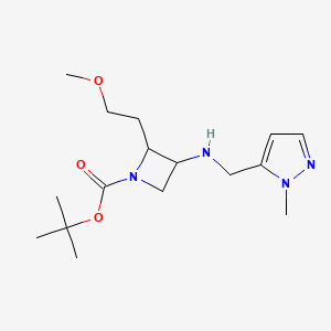 molecular formula C16H28N4O3 B7091693 Tert-butyl 2-(2-methoxyethyl)-3-[(2-methylpyrazol-3-yl)methylamino]azetidine-1-carboxylate 