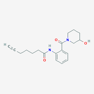 molecular formula C19H24N2O3 B7091795 N-[2-(3-hydroxypiperidine-1-carbonyl)phenyl]hept-6-ynamide 