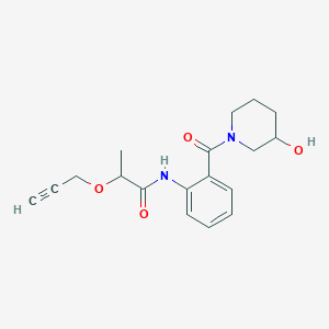 molecular formula C18H22N2O4 B7091799 N-[2-(3-hydroxypiperidine-1-carbonyl)phenyl]-2-prop-2-ynoxypropanamide 