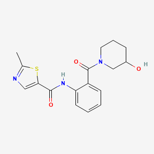 molecular formula C17H19N3O3S B7091804 N-[2-(3-hydroxypiperidine-1-carbonyl)phenyl]-2-methyl-1,3-thiazole-5-carboxamide 