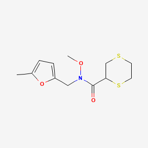 molecular formula C12H17NO3S2 B7091843 N-methoxy-N-[(5-methylfuran-2-yl)methyl]-1,4-dithiane-2-carboxamide 