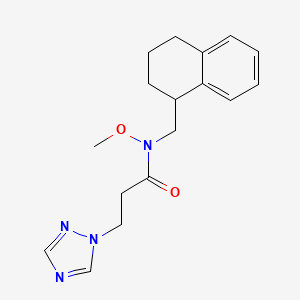molecular formula C17H22N4O2 B7091844 N-methoxy-N-(1,2,3,4-tetrahydronaphthalen-1-ylmethyl)-3-(1,2,4-triazol-1-yl)propanamide 
