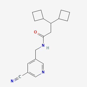 molecular formula C18H23N3O B7091907 N-[(5-cyanopyridin-3-yl)methyl]-3,3-di(cyclobutyl)propanamide 