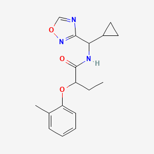 molecular formula C17H21N3O3 B7091998 N-[cyclopropyl(1,2,4-oxadiazol-3-yl)methyl]-2-(2-methylphenoxy)butanamide 