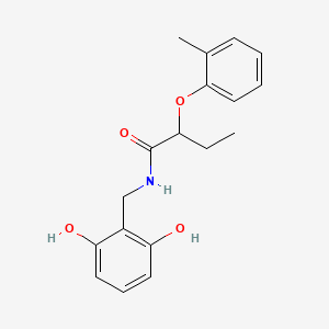 molecular formula C18H21NO4 B7092141 N-[(2,6-dihydroxyphenyl)methyl]-2-(2-methylphenoxy)butanamide 