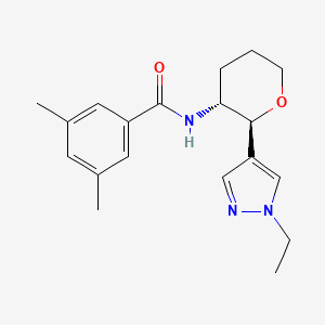 molecular formula C19H25N3O2 B7092174 N-[(2S,3R)-2-(1-ethylpyrazol-4-yl)oxan-3-yl]-3,5-dimethylbenzamide 