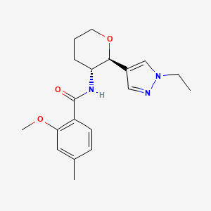 molecular formula C19H25N3O3 B7092205 N-[(2S,3R)-2-(1-ethylpyrazol-4-yl)oxan-3-yl]-2-methoxy-4-methylbenzamide 