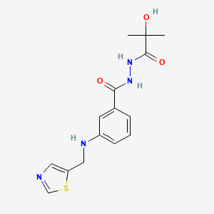 molecular formula C15H18N4O3S B7092373 N'-(2-hydroxy-2-methylpropanoyl)-3-(1,3-thiazol-5-ylmethylamino)benzohydrazide 