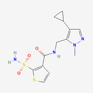 molecular formula C13H16N4O3S2 B7092383 N-[(4-cyclopropyl-2-methylpyrazol-3-yl)methyl]-2-sulfamoylthiophene-3-carboxamide 