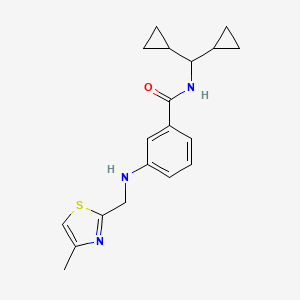 molecular formula C19H23N3OS B7092468 N-(dicyclopropylmethyl)-3-[(4-methyl-1,3-thiazol-2-yl)methylamino]benzamide 