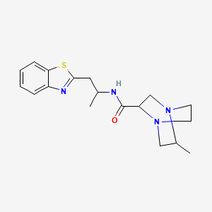 molecular formula C18H24N4OS B7092534 N-[1-(1,3-benzothiazol-2-yl)propan-2-yl]-5-methyl-1,4-diazabicyclo[2.2.2]octane-2-carboxamide 