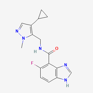 molecular formula C16H16FN5O B7092556 N-[(4-cyclopropyl-2-methylpyrazol-3-yl)methyl]-5-fluoro-1H-benzimidazole-4-carboxamide 