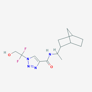 molecular formula C14H20F2N4O2 B7092618 N-[1-(2-bicyclo[2.2.1]heptanyl)ethyl]-1-(1,1-difluoro-2-hydroxyethyl)triazole-4-carboxamide 