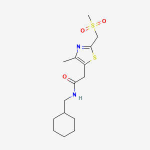 molecular formula C15H24N2O3S2 B7092636 N-(cyclohexylmethyl)-2-[4-methyl-2-(methylsulfonylmethyl)-1,3-thiazol-5-yl]acetamide 
