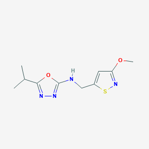 molecular formula C10H14N4O2S B7092691 N-[(3-methoxy-1,2-thiazol-5-yl)methyl]-5-propan-2-yl-1,3,4-oxadiazol-2-amine 