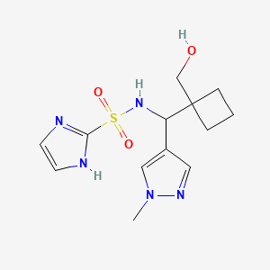 molecular formula C13H19N5O3S B7092876 N-[[1-(hydroxymethyl)cyclobutyl]-(1-methylpyrazol-4-yl)methyl]-1H-imidazole-2-sulfonamide 