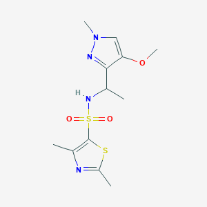 molecular formula C12H18N4O3S2 B7092974 N-[1-(4-methoxy-1-methylpyrazol-3-yl)ethyl]-2,4-dimethyl-1,3-thiazole-5-sulfonamide 