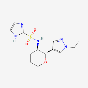 molecular formula C13H19N5O3S B7092980 N-[(2S,3R)-2-(1-ethylpyrazol-4-yl)oxan-3-yl]-1H-imidazole-2-sulfonamide 