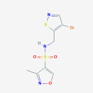 molecular formula C8H8BrN3O3S2 B7093022 N-[(4-bromo-1,2-thiazol-5-yl)methyl]-3-methyl-1,2-oxazole-4-sulfonamide 