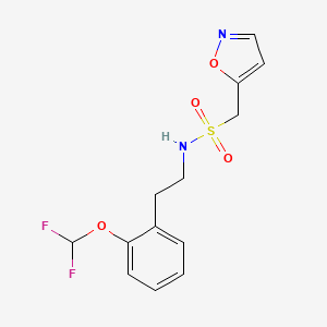molecular formula C13H14F2N2O4S B7093090 N-[2-[2-(difluoromethoxy)phenyl]ethyl]-1-(1,2-oxazol-5-yl)methanesulfonamide 