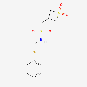 molecular formula C13H21NO4S2Si B7093113 N-[[dimethyl(phenyl)silyl]methyl]-1-(1,1-dioxothietan-3-yl)methanesulfonamide 