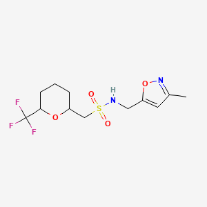 molecular formula C12H17F3N2O4S B7093134 N-[(3-methyl-1,2-oxazol-5-yl)methyl]-1-[6-(trifluoromethyl)oxan-2-yl]methanesulfonamide 