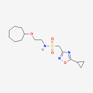 molecular formula C15H25N3O4S B7093154 N-(2-cycloheptyloxyethyl)-1-(5-cyclopropyl-1,2,4-oxadiazol-3-yl)methanesulfonamide 