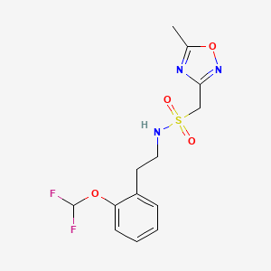 molecular formula C13H15F2N3O4S B7093170 N-[2-[2-(difluoromethoxy)phenyl]ethyl]-1-(5-methyl-1,2,4-oxadiazol-3-yl)methanesulfonamide 