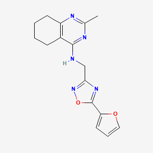 molecular formula C16H17N5O2 B7093588 N-[[5-(furan-2-yl)-1,2,4-oxadiazol-3-yl]methyl]-2-methyl-5,6,7,8-tetrahydroquinazolin-4-amine 