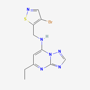 molecular formula C11H11BrN6S B7093849 N-[(4-bromo-1,2-thiazol-5-yl)methyl]-5-ethyl-[1,2,4]triazolo[1,5-a]pyrimidin-7-amine 