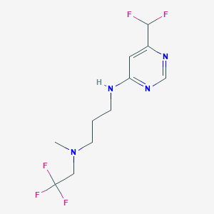 molecular formula C11H15F5N4 B7093889 N-[6-(difluoromethyl)pyrimidin-4-yl]-N'-methyl-N'-(2,2,2-trifluoroethyl)propane-1,3-diamine 