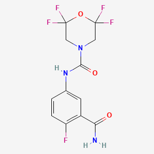 molecular formula C12H10F5N3O3 B7094054 N-(3-carbamoyl-4-fluorophenyl)-2,2,6,6-tetrafluoromorpholine-4-carboxamide 
